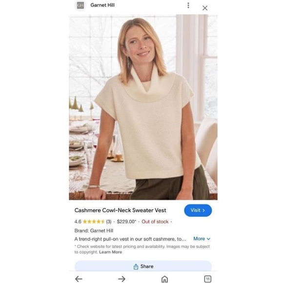 Garnet Hill Cashmere Cowl-Neck Sweater Vest Size Small NEW! Berry Pink $229 - Picture 3 of 7